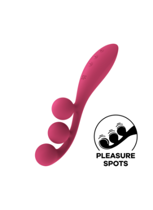 Vibromasseur triple stimulation flexible, anal, vaginale, clitoridienne Tri Ball rouge USB Satisfyer - CC597817